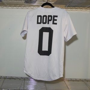 DOPE Baseball Top Black White Print Zipper Front